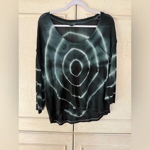 POL Tie-Dye Black and White Women's Top